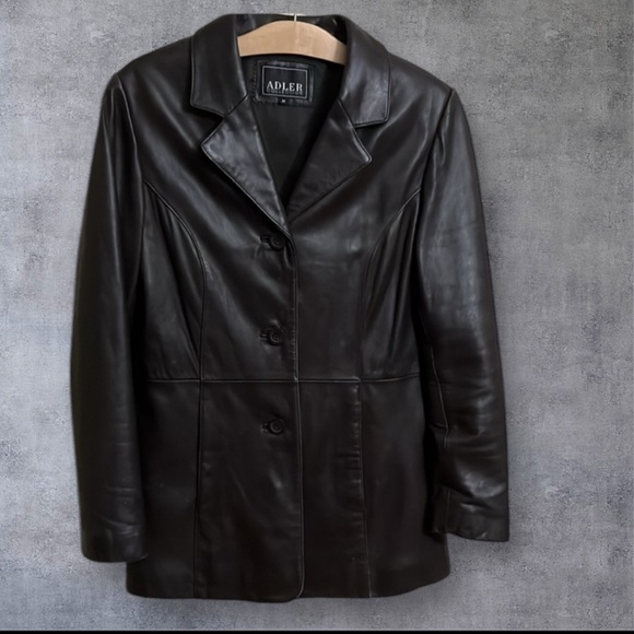 Adler Collection Women's Brown Leather Jacket Coat Medium - Picture 12 of 13